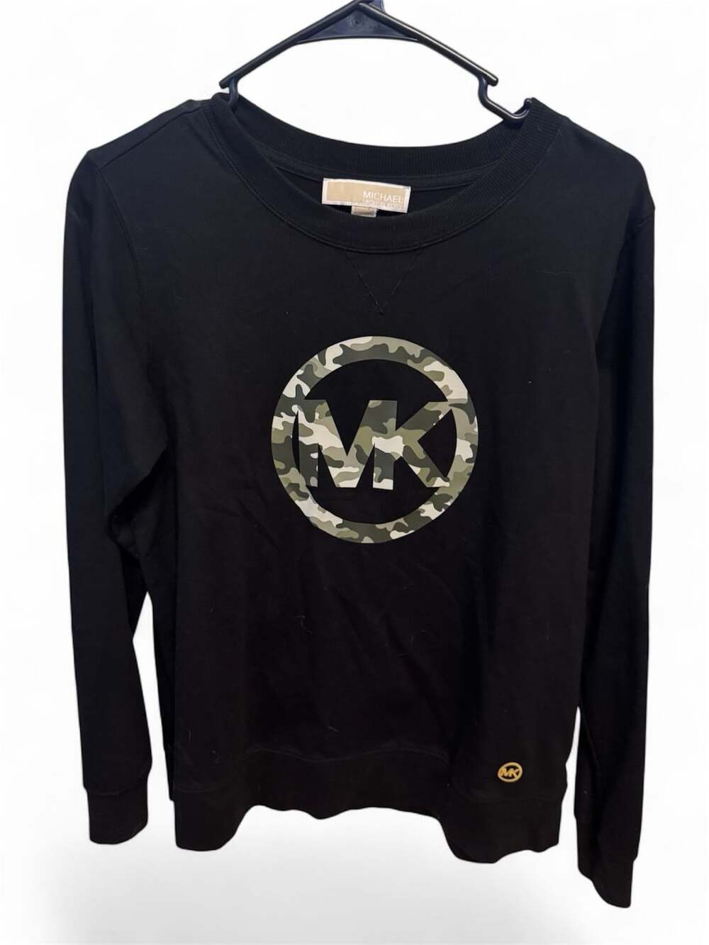 Michael Kors Black Camo Logo Sweatshirt Pullover Crewneck